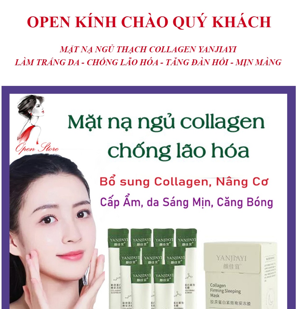 Mặt Nạ Ngủ Collagen YANJIAYI Mặt Nạ Thạch Collagen Nâng Cơ Mặt Cấp Ẩm Dưỡng