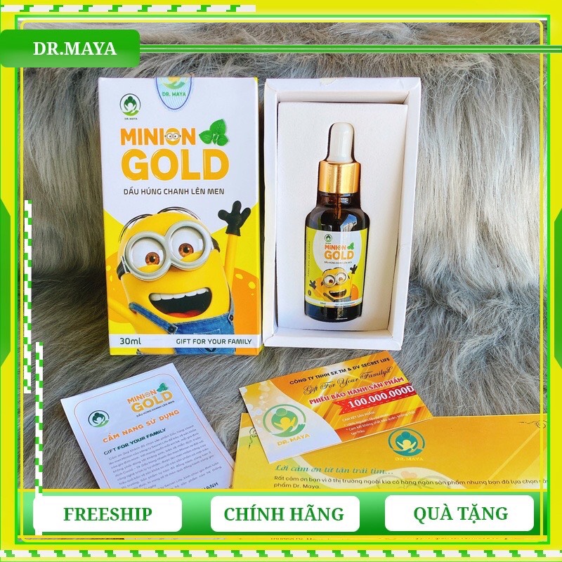 Dầu húng chanh lên men MINION GOLD 30mL chiết lạnh tự nhiên, hỗ trợ phòng ngừa ho khàn, sổ mũi nghẹt mũi ở trẻ