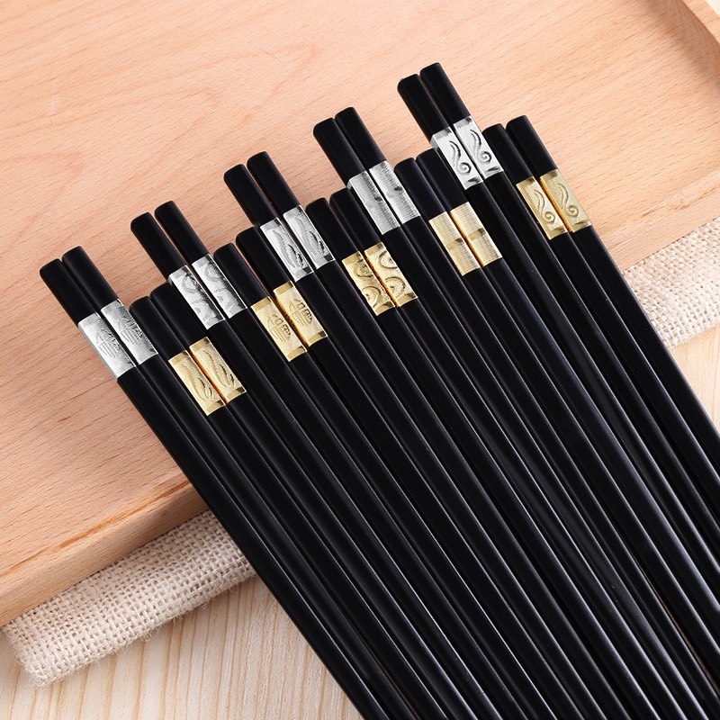 Bộ 10 đôi đũa sừng mạ bạc hàng xuất Nhật cao cấp