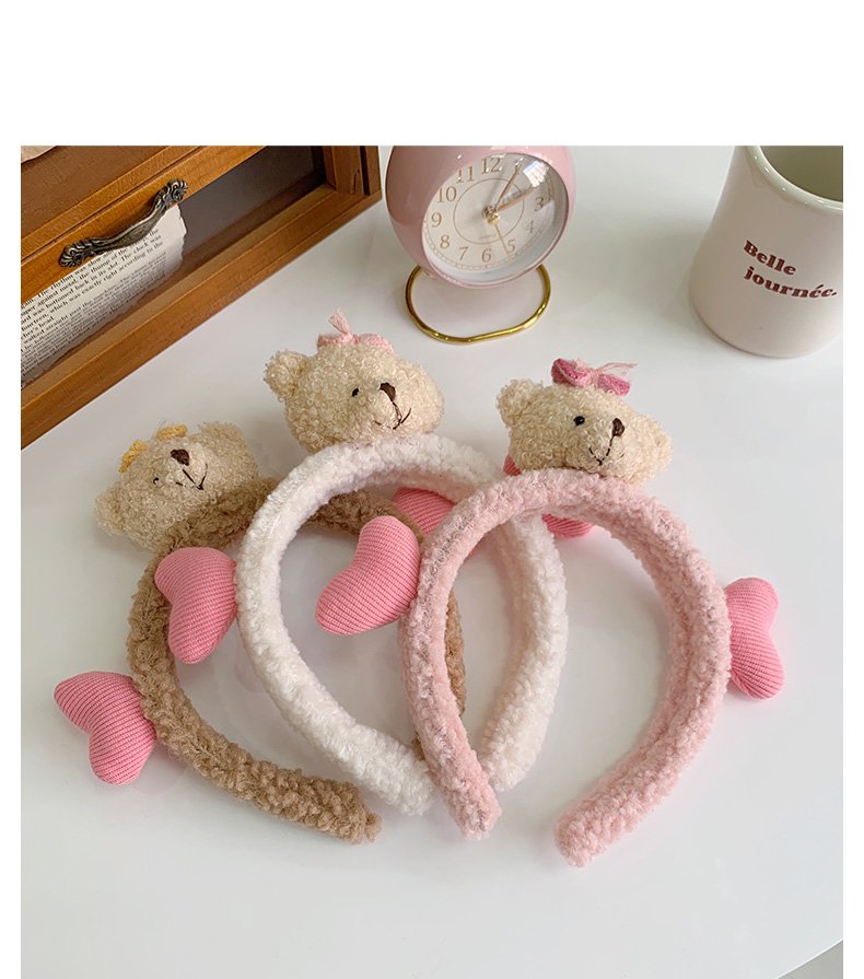 Băng Đô, Bờm Cài Tóc Gấu Phối Tim Siêu Cute Hàn Quốc