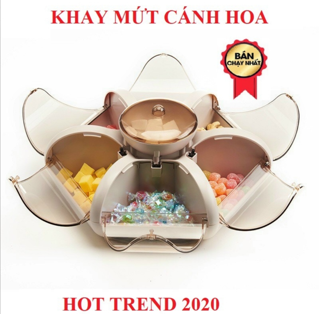 khay đựng bánh kẹo, hoa quả hình hoa sen. Hàng cao cấp. Đường kính 30,5cm, cao 12cm (QM227)