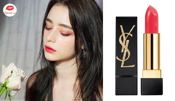 Son YSL ROUGE PUR COUTURE màu 52 Rosy Coral Hồng cam Son thỏi