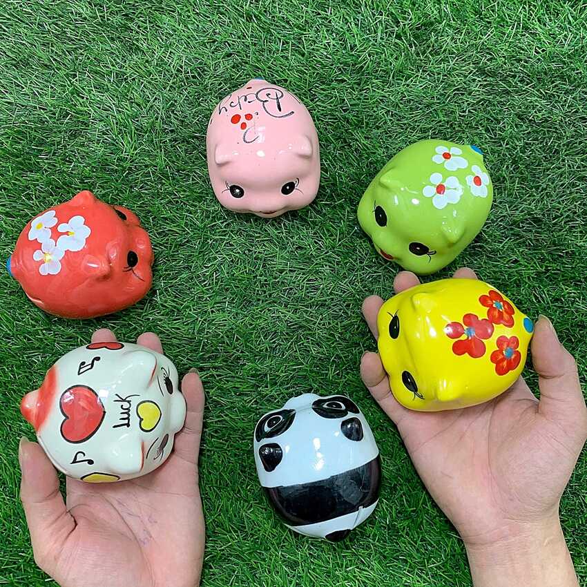 Heo Đất Mini tiết kiệm tiền gốm men sứ Bát Tràng cao cấp (1 con) – Ống Heo Mini chưng bàn làm việc, bàn học – Lợn Đất Mini phong thủy thu hút tài lộc