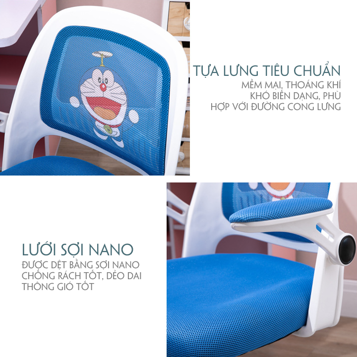 Ghế học sinh Chống Cận Chống Gù nam nữ Hello Kitty, ghế xoay học sinh đệm cao su non có tựa lưng, Vải sợi nano cao cấp chống xẹp lún, thoáng khí, Có thể điều chỉnh độ cao chân gác, chiều cao ghế, nhiều màu tại WinwinX
