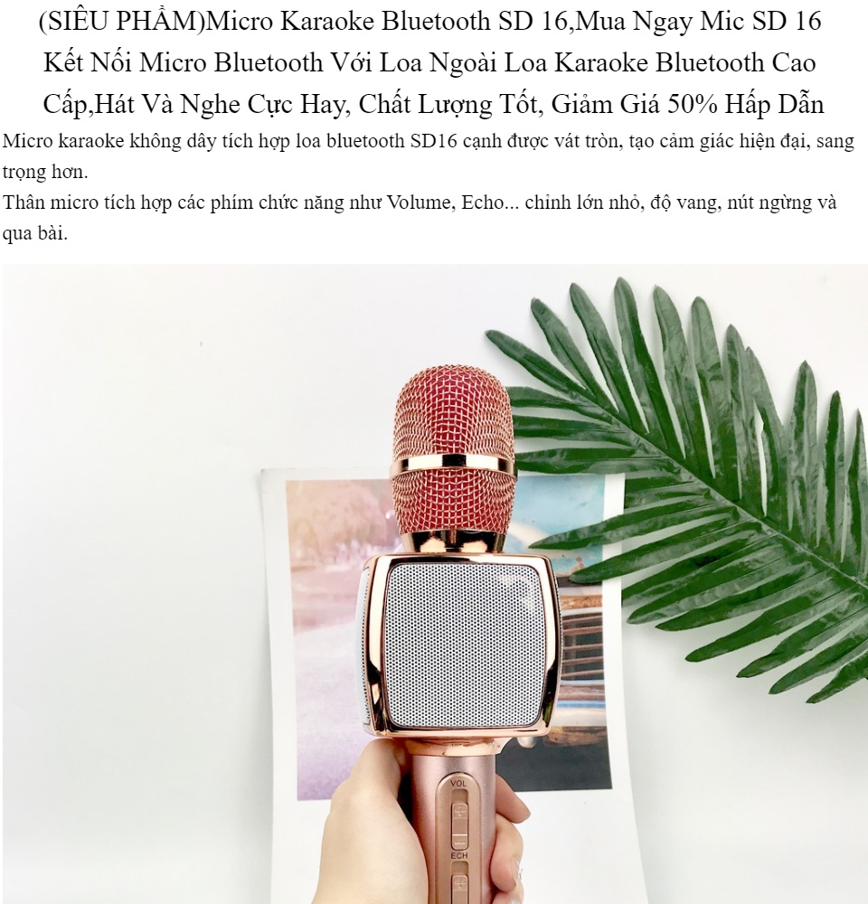Micro Karaoke Bluetooth SD 16Mua Ngay Mic SD 16 Kết Nối Micro Bluetooth Với Loa