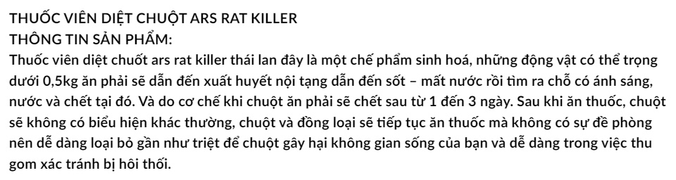 Combo 5 hộp thuốc Diệt Chuột Thái Lan ARS Rat Killer 80g