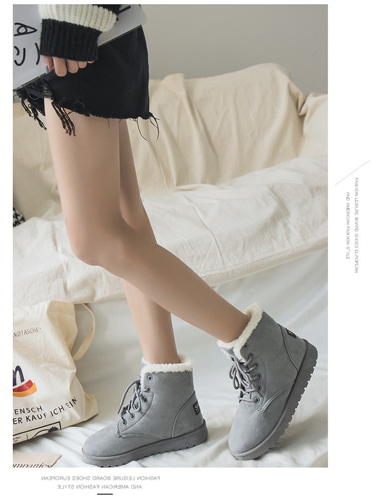 Boots nữ mùa đông, bốt lông dây buộc cực ấm đi du lịch mùa đông siêu đẹp, giày bốt nữ dáng đẹp, cute dành cho mùa đông đi chơi Sapa