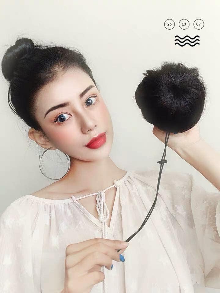 TÓC BÚI GIẢ,Búi Tóc Tròn Củ Tỏi, Tóc Búi Cao Nữ Sang Chảnh