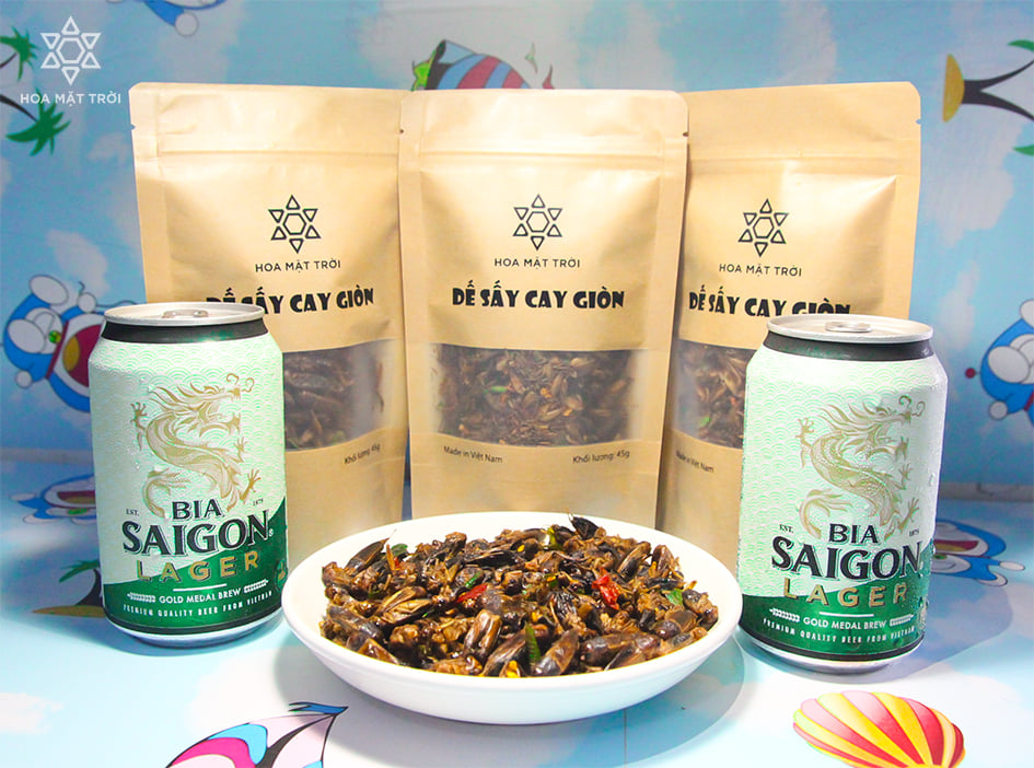 Châu chấu cay giòn, châu chấu rang lá chanh, đồ khô, đồ sấy, thực phẩm khô, thực phẩm sấy làm đồ nhậu HOA MẶT TRỜI FARM