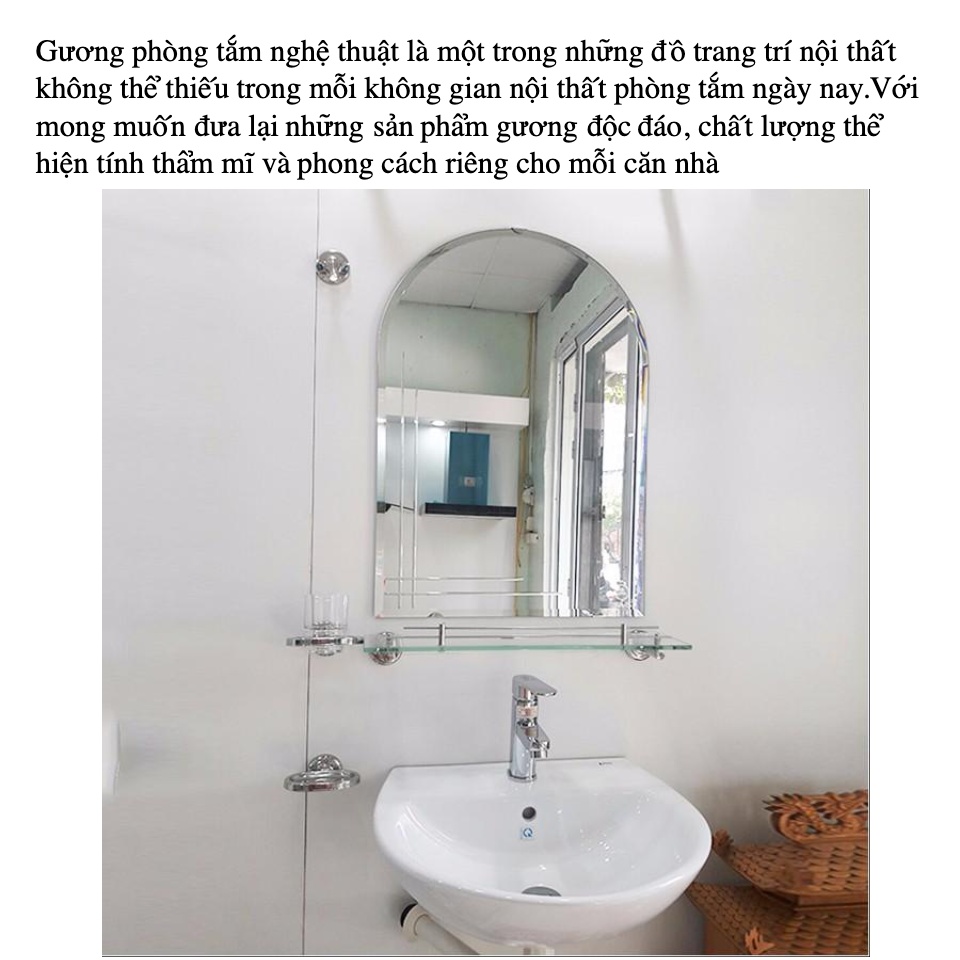 Gương phòng tắm cao cấp GS - 02 45x60cm Viền tròn  dày bền chất