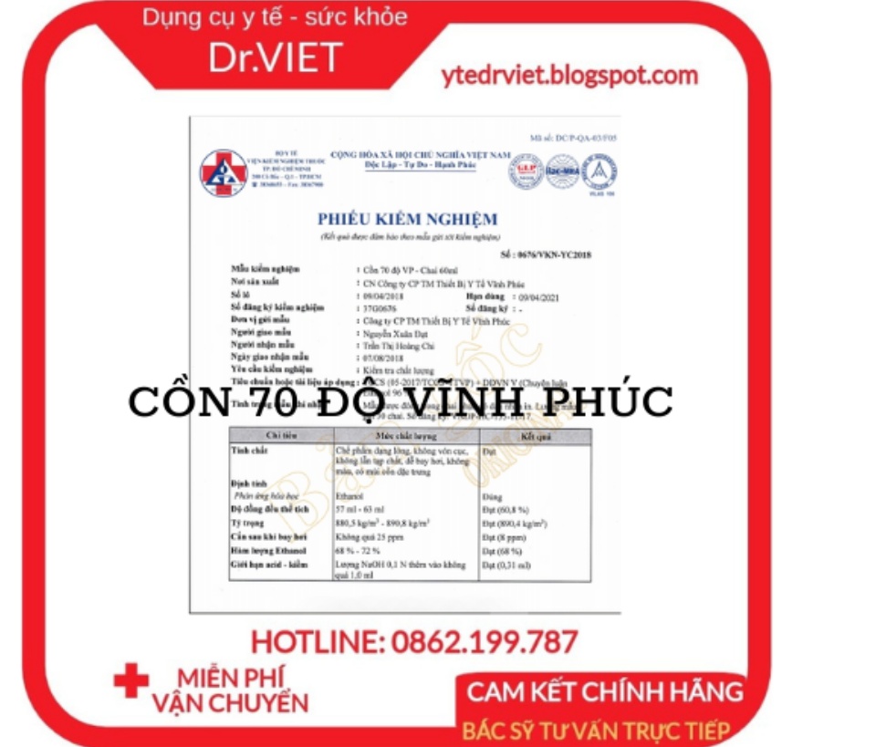Cồn 70 độ Vĩnh Phúc dùng để xử lý làm sạch môi trường, sát khuẩn bề mặt vật dụng và có thể xử lý vi khuẩn trực tiếp trên con người, bề mặt da, sát khuẩn vết thương, diệt khuẩn, sát khuẩn dụng cụ y tế, đồ vật DrViet 66 Cồn 70 độ Vĩnh Phúc dùng để xử lý làm sạch môi trường, sát khuẩn bề mặt vật dụng và có thể xử lý vi khuẩn trực tiếp trên con người, bề mặt da, sát khuẩn vết thương, diệt khuẩn, sát khuẩn dụng cụ y tế, đồ vật DrViet