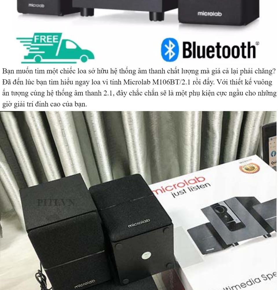 Loa Vi Tính Bluetooth Microlab M-106BT 2.1  Kết Nối Nhanh Chóng Thông Qua Bluetooth