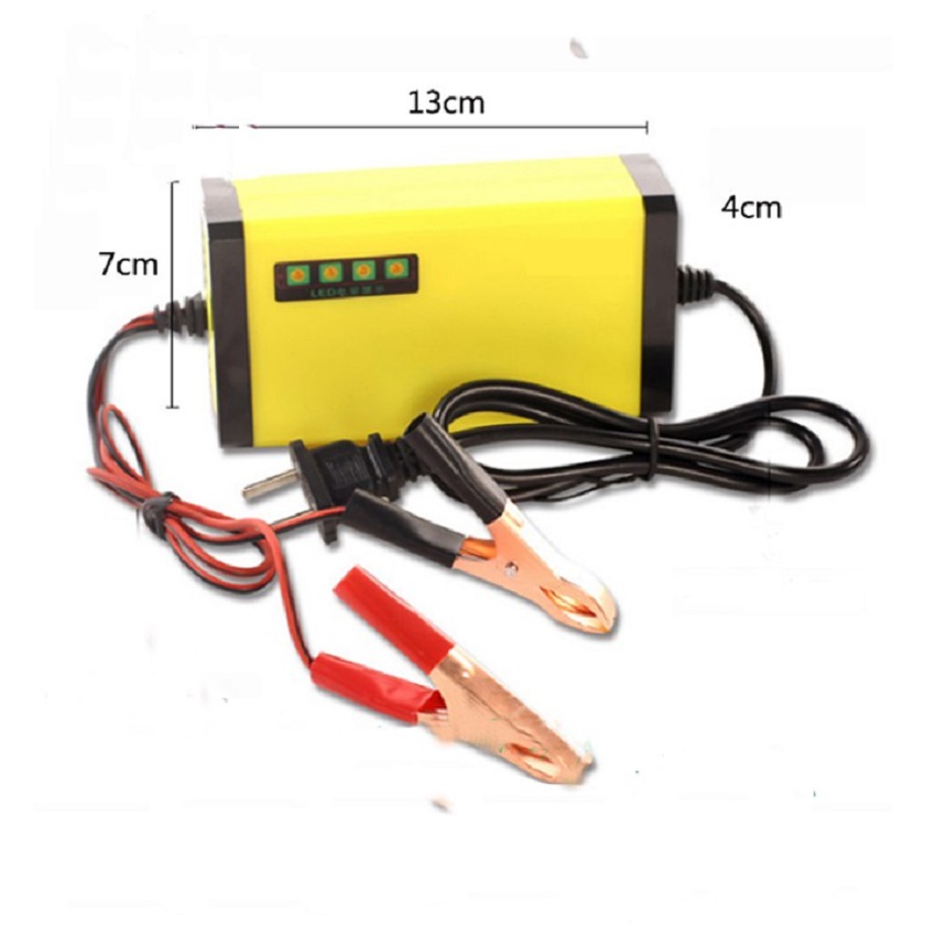 May sat binh acquy Binh acquy xe may Bộ sạc bình acquy 12v 2A thông minh, tự động ngắt khi đầy, Bộ sạc bình ắc quy 12v