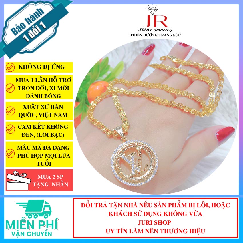 Dây chuyền nữ và mặt LV - D1705235 JURI SHOP - Cam Kết Không Đen, Không Dị Ứng ) Dùng Đi Tiệc - Bền Màu, Giống Vàng Thật 99%