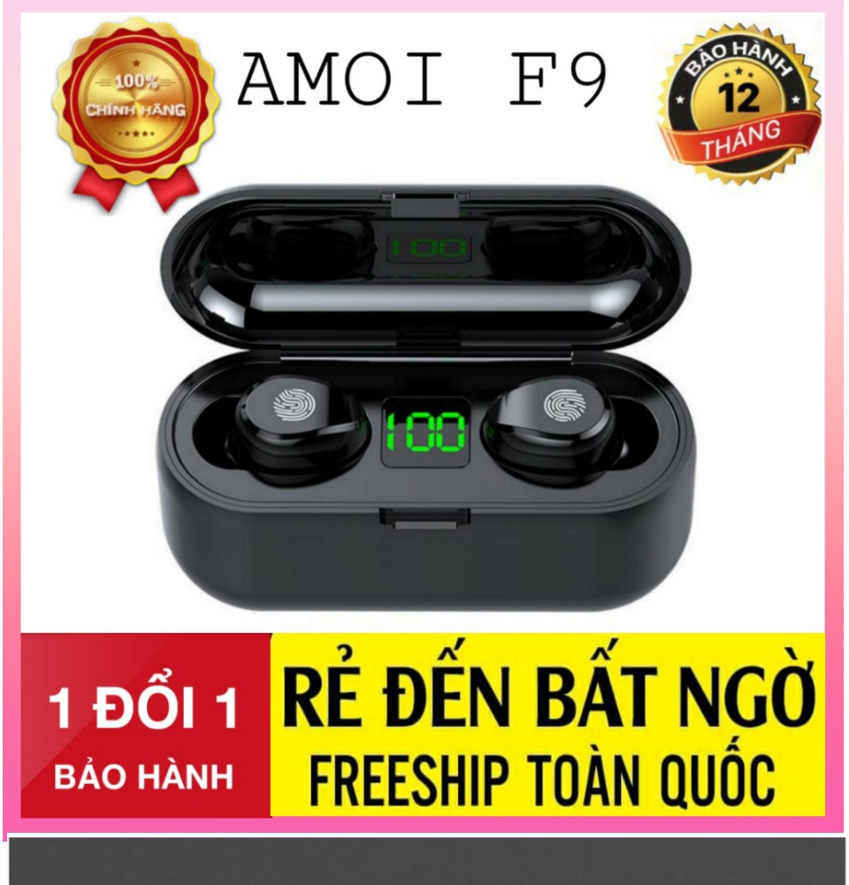 Tai Nghe Bluetooth Amoi F9 Bản Pro Quốc Tế Chip 5.0 , Chống Nước , Nút Cảm Ứng - Tai Nghe Bluetooth Amoi F9, Tai Nghe Bluetooth Nhét Tai Cho mọi dòng máy - Tai nghe buetooth không dây 1