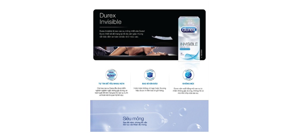 [HCM]Bao Cao Su Durex Invisible Extra Thin Sensitive - Hộp 10 Cái