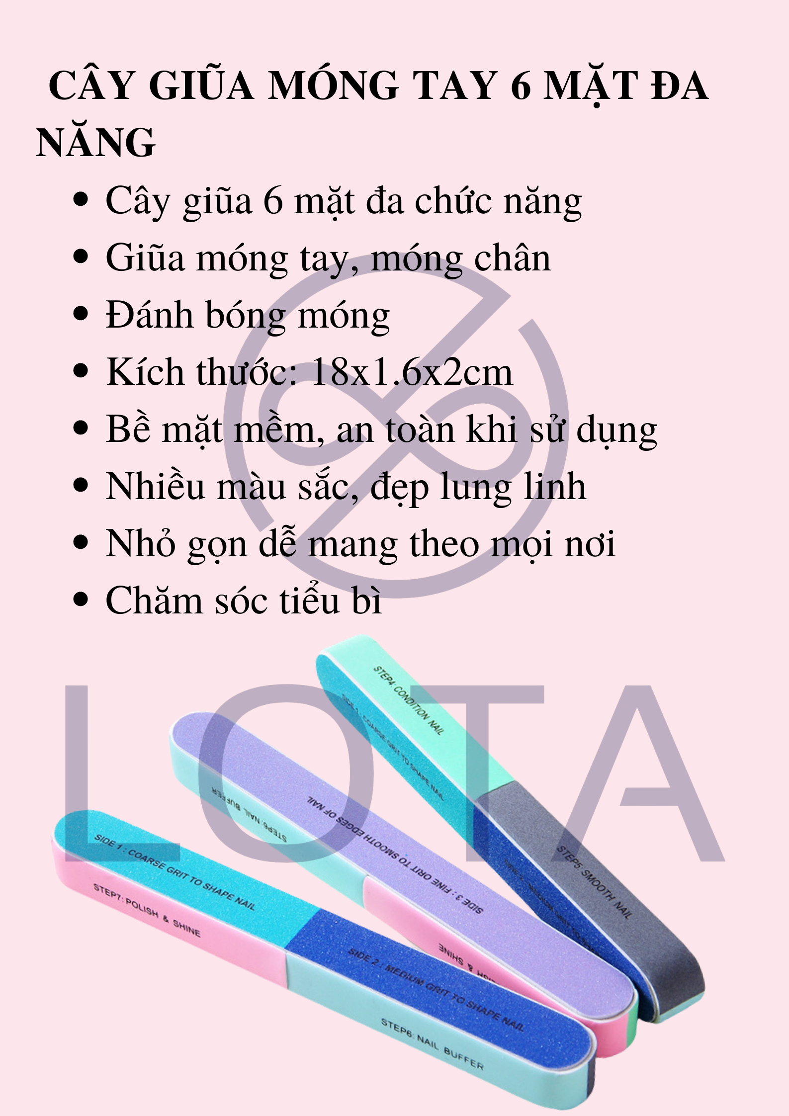 CÂY GIŨA & ĐÁNH BÓNG MÓNG TAY 6 MẶT 18x1.6x2cm dụng cụ dũa móng tay chân loại xịn tốt dài cao cấp đẹp giá rẻ dài 18 cm nhiều mặt giũa đa chức năng đồ nghề làm móng chuyên nghiệp loại dày nail nails tool tools