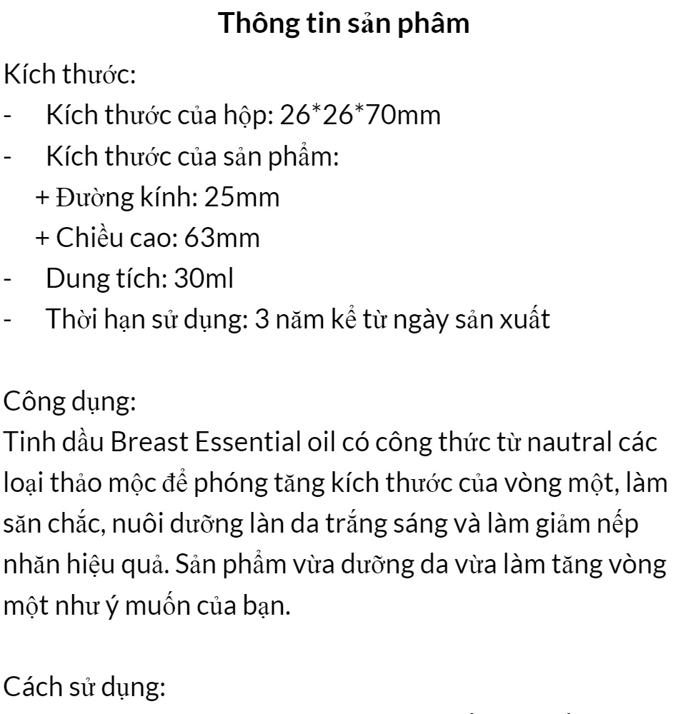 Tinh Dầu Nở Ngực PAPAYA Tăng Vòng 1 Hiệu Quả Tinh Khiết Tự Nhiên 1