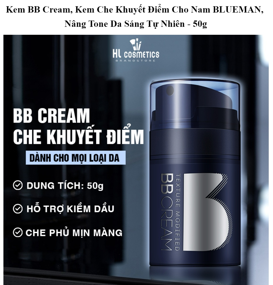 Kem Bb Cream, Kem Che Khuyết Điểm Cho Nam Blueman, Nâng Tone Da Sáng Tự Nhiên - 50G | Lazada.Vn