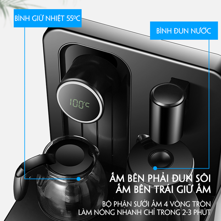 Cây nước nóng trực tiếp, có ấm pha trà, bình âm, tự ngắt khi sôi 1350w- TẶNG 2 ấm nước
