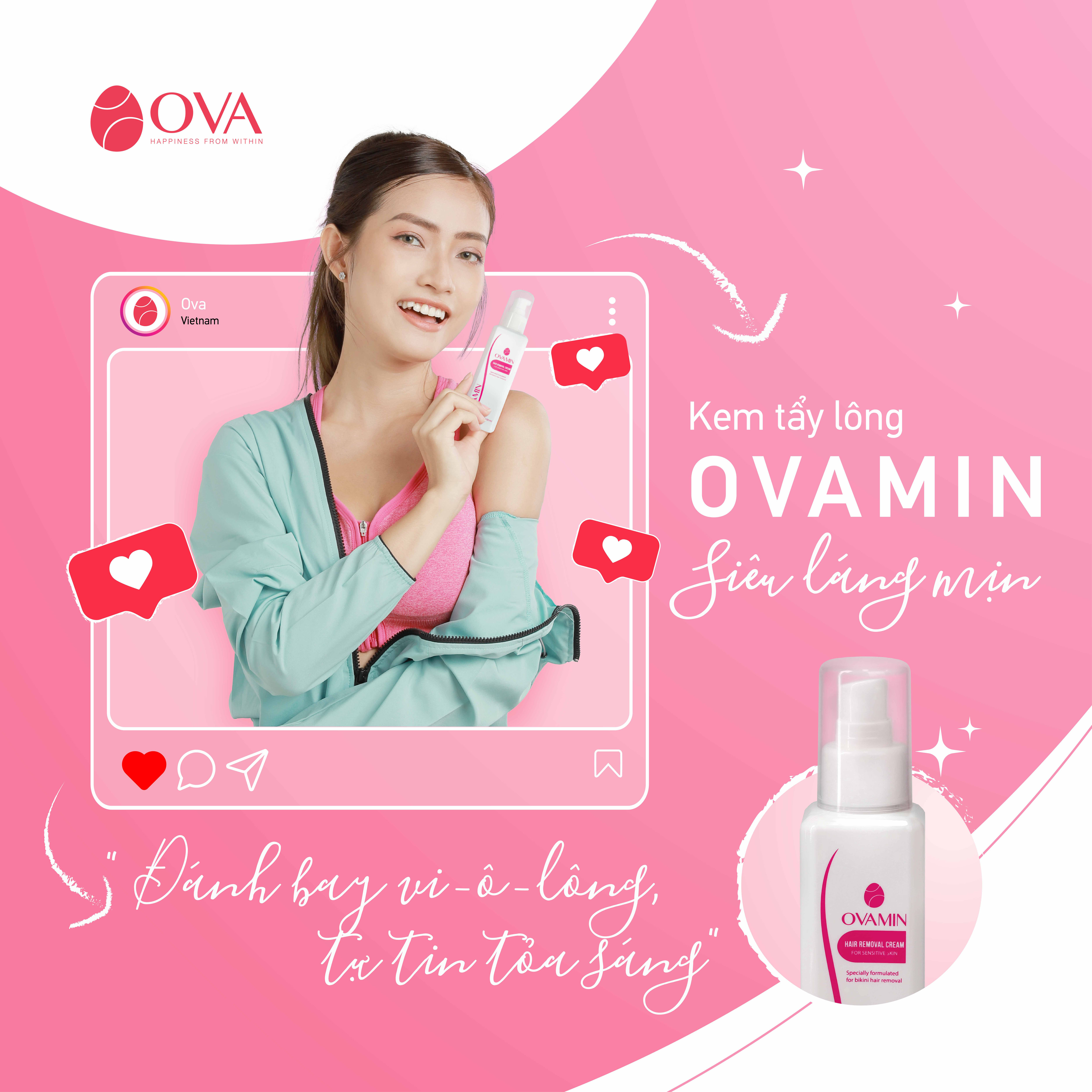 Kem tẩy lông OvaMin - triệt lông chân, tay, bikini, vùng kín, an toàn và không gây kích ứng da, 100ml