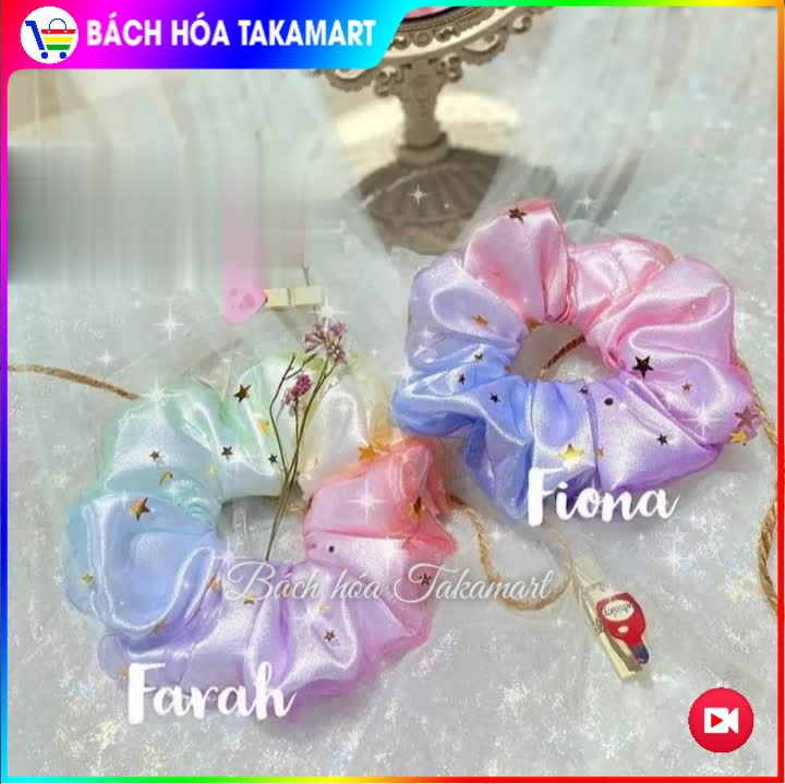 Cột tóc Scrunchies 2 lớp Hoa Cúc Họa Mi, Galaxy Sao Cầu vồng 7 màu hai lớp, dây buộc tóc, cột tóc SCRUNCHIES Vải Voan siêu đẹp bền , cột tóc hai lớp Galaxy, dây buộc tóc giá rẻ, đồ cột tóc giá rẻ- Bách hóa Takamart