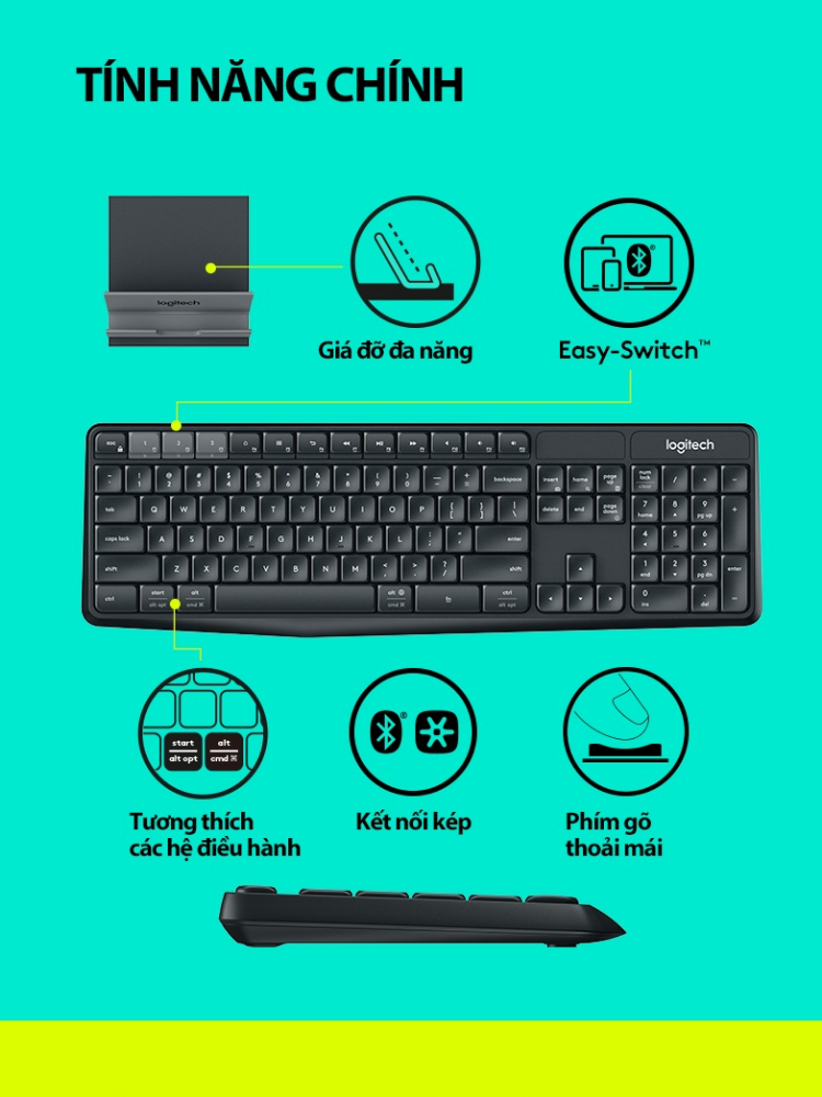 Bộ bàn phím không dây và giá đỡ LOGITECH K375s | Lazada.vn