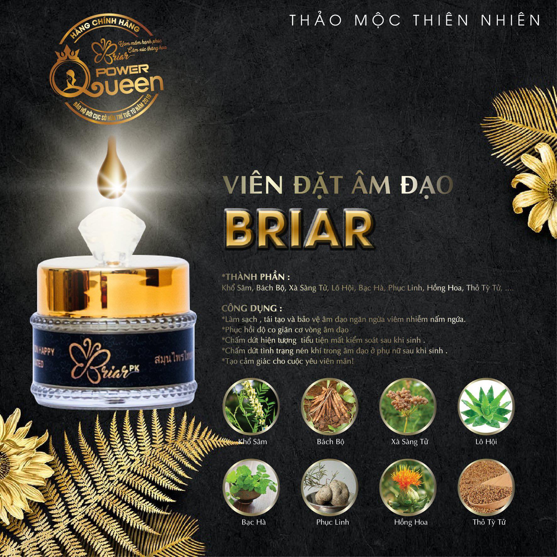 4 Viên đặt thảo mộc Briar pk se khít vùng kín hiệu quả sau 2giờ viên đặt nhỏ gọn, tự tan chảy không cần moi (che tên nhạy cảm)