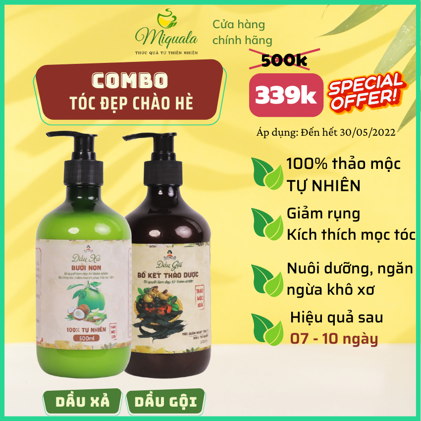 Dầu Gội Bồ Kết Thảo Dược Kích Thích Mọc Tóc Ngăn Rụng Tóc Giảm Ngứa Gàu Thảo Mộc Xưa Organic 500ml Hiệu Quả Sau 7 Ngày Miquala