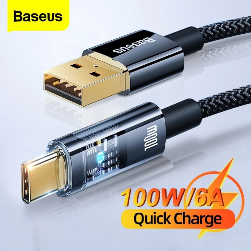 Cáp Sạc Baseus Explorer Series Auto Power-Off Fast Charging Data Cable USB to Type-C 100W Tự Ngắt CATS [HÀNG CHÍNH HÃNG]