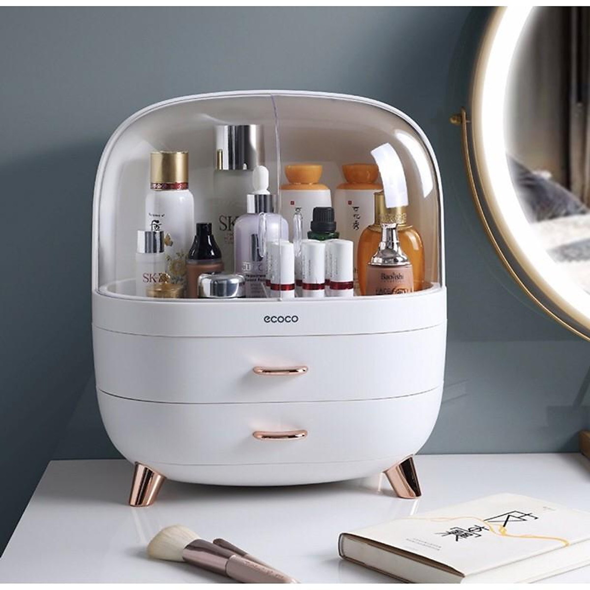 Kệ đựng mỹ phẩm Ecoco đủ size, đủ màu tủ đựng mỹ phẩm, tủ đựng đồ ecoco 3 ngăn cao cấp mẫu Hộp đựng mỹ phẩm, son, đồ trang điểm Ecoco 3 NGĂN để bàn