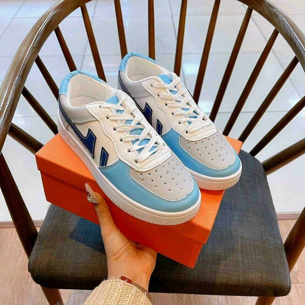Giày Nữ Sneaker Đế Độn Giày Thể Thao Nữ Giày Bata Giày Lười Màu Trắng Mẫu Mới Mùa Hè Phối Viền Phong Cách Năng Động Mới