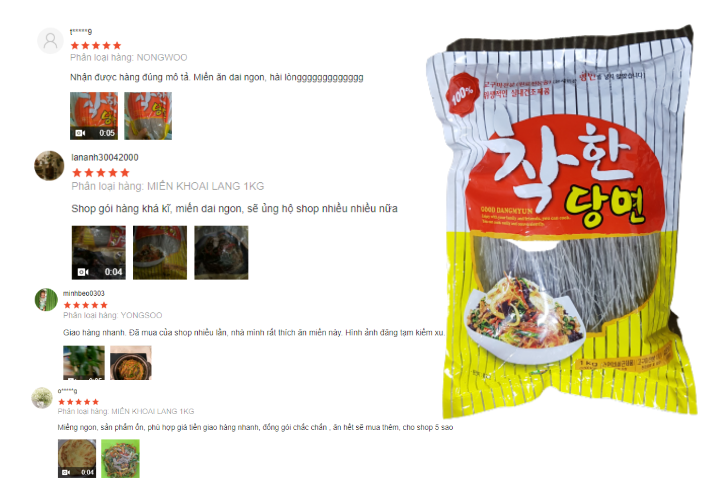 Miến khoai lang , miến gogi Hàn quốc ,miến khô HQ túi 1 kg