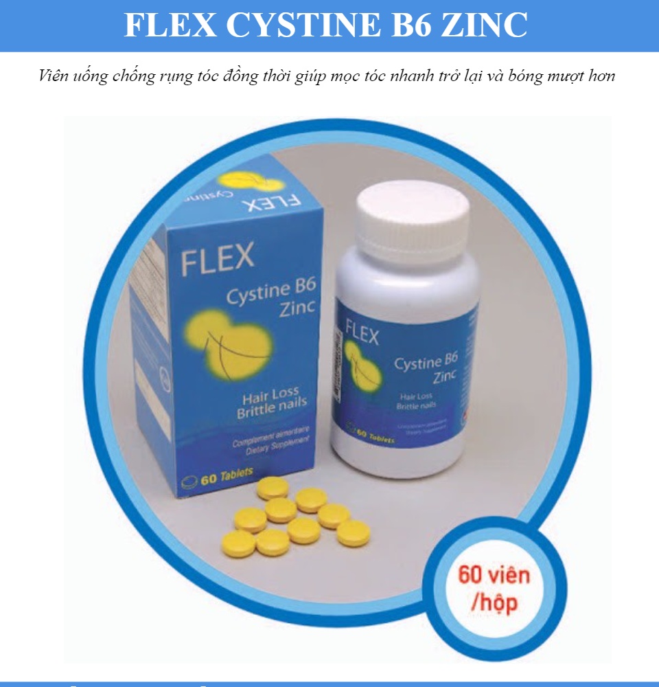 FLEX CYSTINE B6 ZINC - Viên uống chống rụng tóc đồng thời giúp mọc tóc nhanh trở lại và bóng mượt hơn cvspharmacy