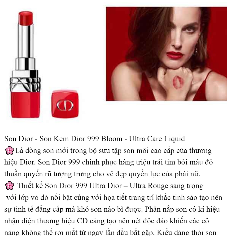 Son Dior Kem Rouge Ultra Care Liquid 999 Matte  Caos Store