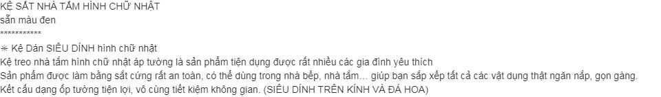 KỆ SẮT NHÀ TẮM HÌNH CHỮ NHẬT