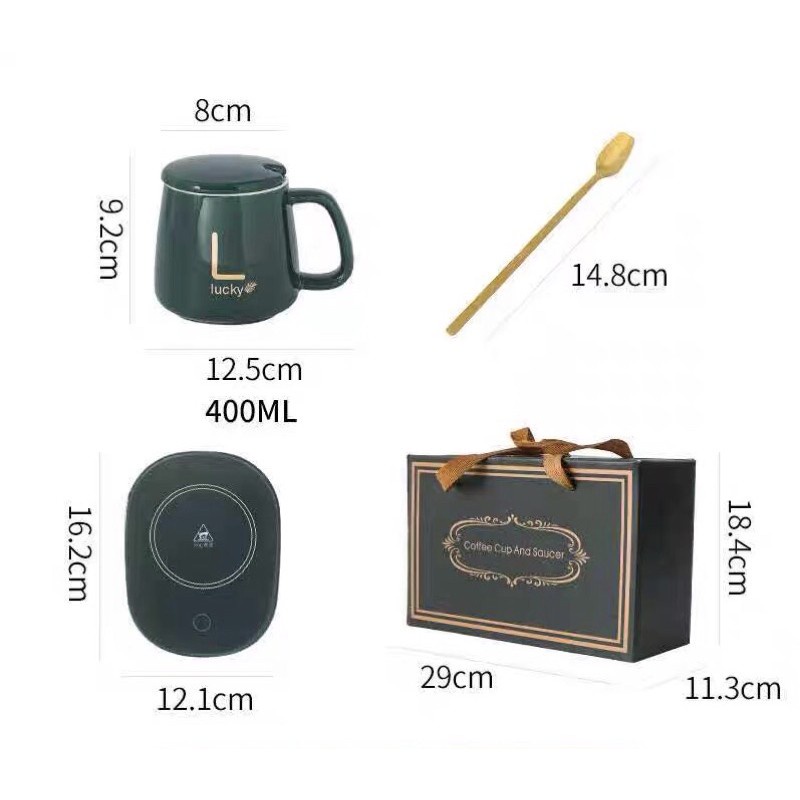 Cốc hâm nóng Lucky, cốc chưng yến pha trà pha cà phê, Cốc giữ nhiệt, đế hâm nóng cafe, Bộ cốc hâm sữa không kén cốc