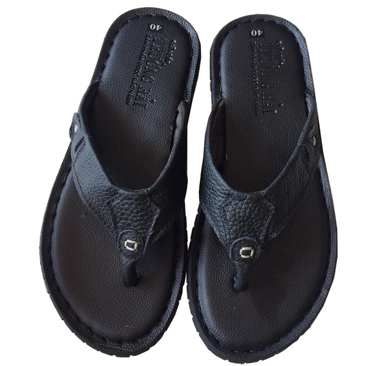 Dép xỏ ngón nam Trường Hải đen da bò thật giá rẻ