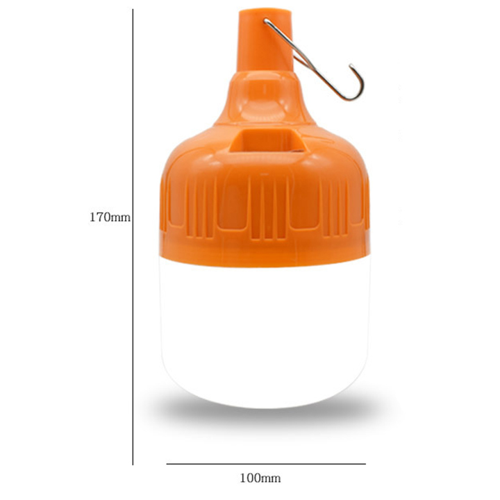 Bóng Đèn led tích điện 100w sạc dây USB có móc treo tiện dụng cho dã ngoại picnic mất điện hoặc bán hàng rong ngoài trời