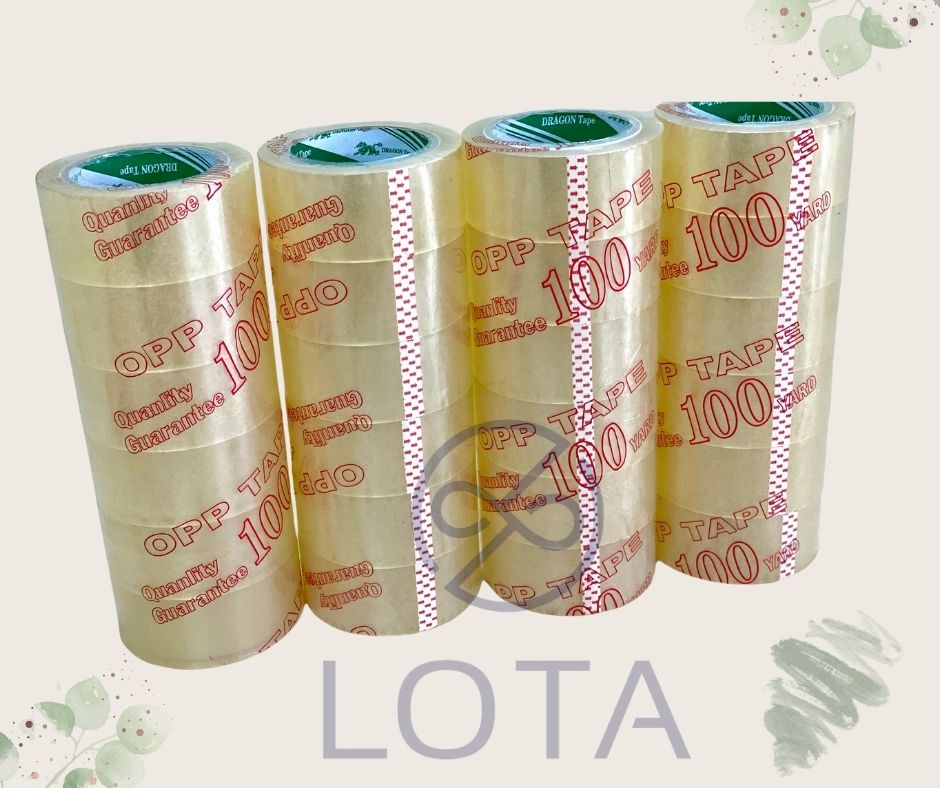 BĂNG KEO TRONG LOẠI LỚN 48MM 100 YARD, từng cuộn hoặc nguyên cây 6 cuộn băng dính đóng gói hàng hóa sản phẩm, cuộn băng keo lớn trong suốt, dán thùng carton dọn nhà, nguyên lốc băng keo xịn cao cấp tiện lợi giá rẻ LOTA SHOP