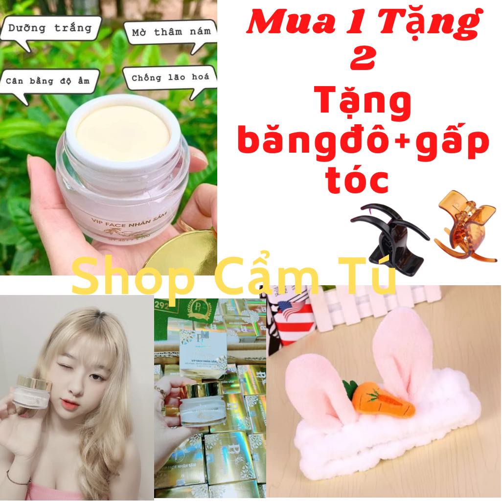Kem VIP FACE NHÂN SÂM (MẪU MỚI PHIÊN BẢN 2021) giúp đánh bay nám tàn nhang trắng da ngừa lão hóa TẶNG BĂNG ĐÔ +GẤP TÓC