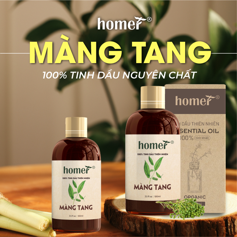 Tinh dầu thiên nhiên Màng Tang Homer - Dung tích 20ml / 100ml/ 500ml/ 1000ml - Đạt chuẩn kiểm định cao cấp - An toàn cho sức khỏe - Đa công dụng