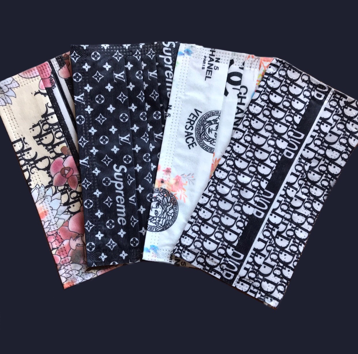 Khẩu Trang LV Kháng Khuẩn Set 10 chiếc  Hoạ Tiết Sang Chảnh 3 Màu Nâu/Đen/Trắng Chống ước dễ thở