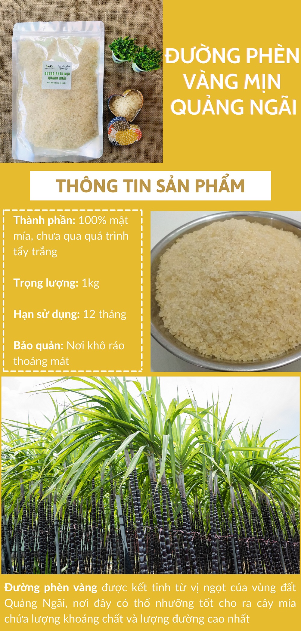 Đường Phèn Vàng Mịn Quảng Ngãi 1Kg - 100% MẬT MÍA - Chưa Qua Quá Trình Tẩy Trắng, Đường Phèn Vàng Mật Mía Chính Gốc Nguyên Chất Viên Nhỏ, Đường Phèn Mật Mía Hũu Cơ, Đường Phèn Nhuyễn Giá Rẻ Chính Gốc Quảng Ngãi Đường Phèn