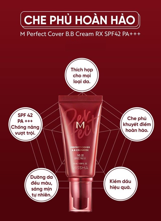 Kem Nền Siêu Che Phủ Missha M Perfect Cover BB Cream 50ml