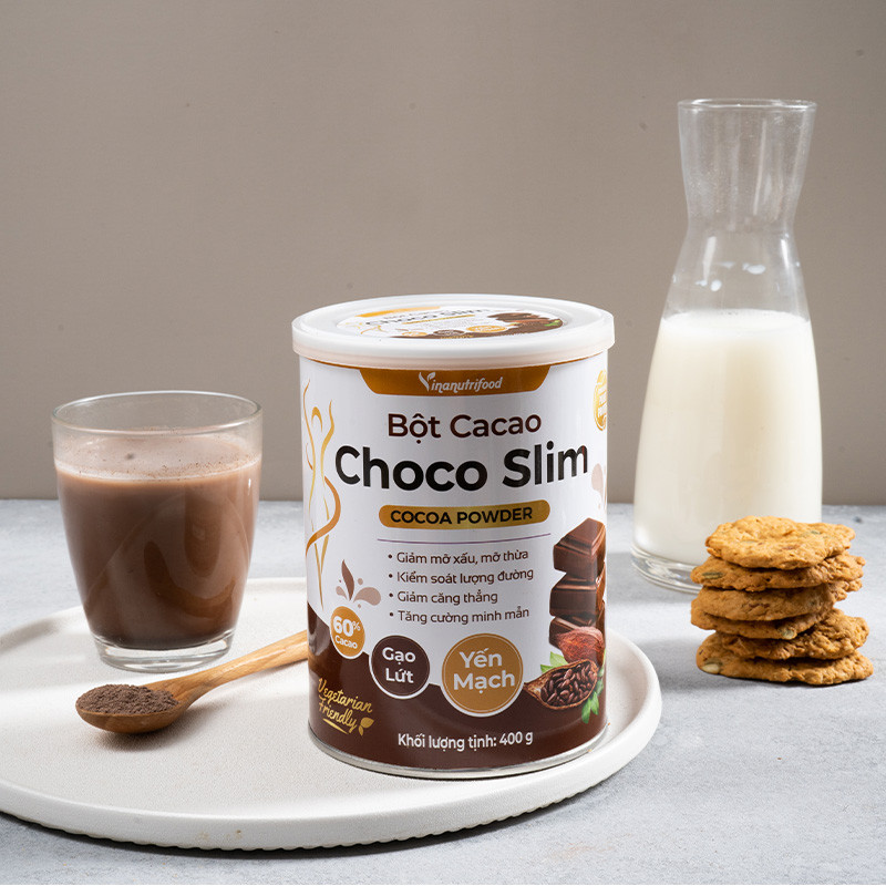 Bột cacao Choco Slim, bột cacao ăn kiêng bổ sung dưỡng chất cần thiết, lấy lại vóc dáng khỏe khoắn tràn đầy năng lượng