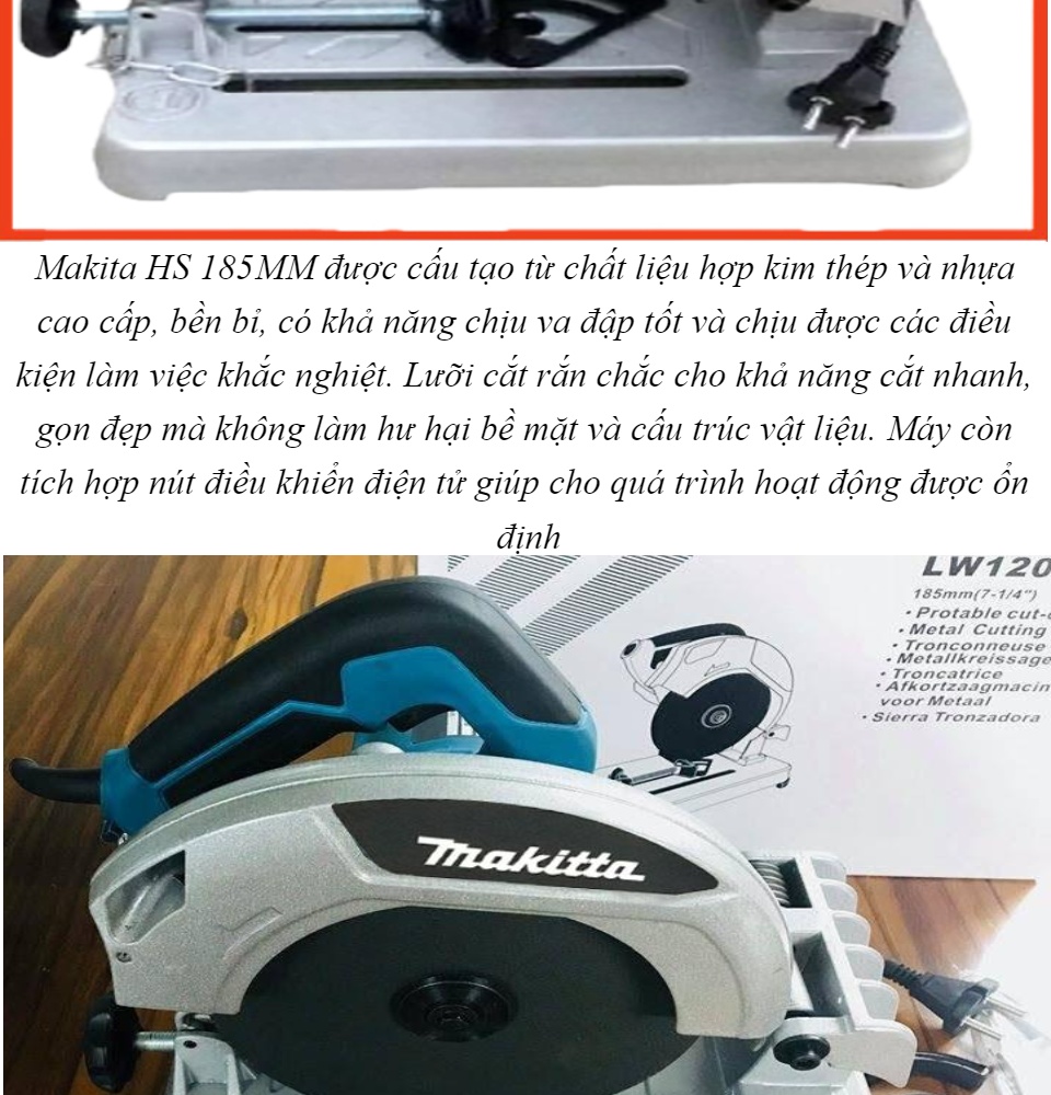 MÁY CẮT SẮT ĐA NĂNG BÀN TRƯỢT MAKITA 1200W 185MM CHUYÊN CẮT SẮT ,GỖ,NHÔM TẶNG ĐĨA CƯA VÀ ĐÁ CẮT MODEL NÂNG CẤP