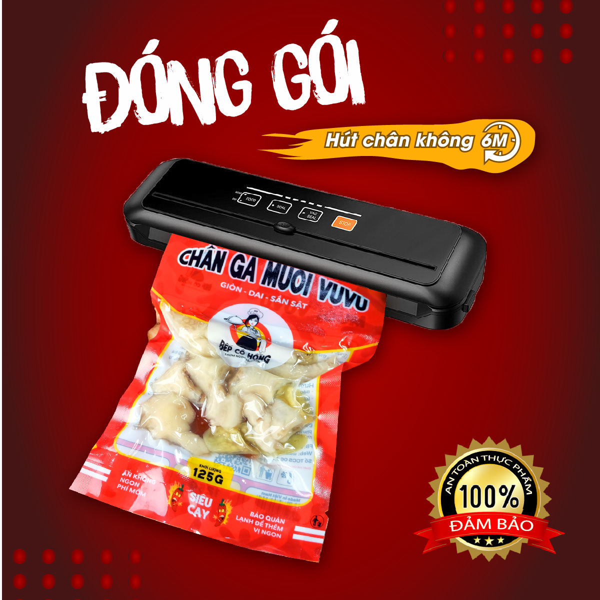 Chân Gà Cay Nhẹ VuVu Đồ Ăn Vặt Bếp Cô Hồng Gói 125 gram