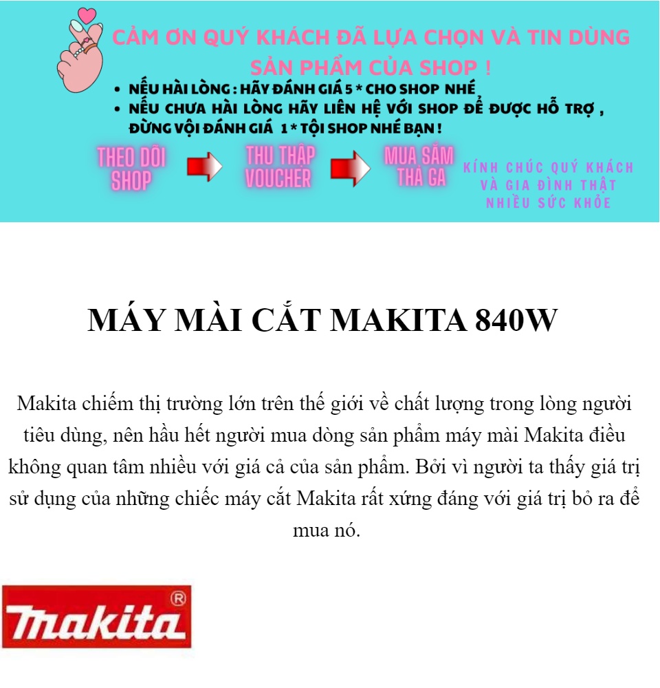 [ Loại 840W ] MÁY MÀI CẦM TAY MAKITA CÔNG SUẤT 840W Máy cắt gạch cắt sắt máy mài cắt đa năng makita. Máy MàiCắt Gạch Cầm Tay Makita Tiện Dụng Đa NăngTrang Bị Thêm Tay Cầm Phụ Motor Cực Mạnh Laz police