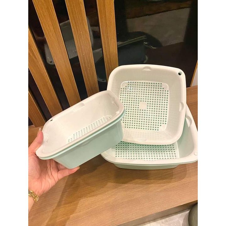 Bộ Thao Rổ Nhựa Vuông Đa Năng 6 Món ECOCO, Có Cả Rổ Và Thau Nhựa, Tiện Lợi Cho Phòng Bếp Nhà Bạn